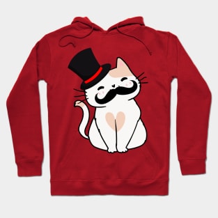 Sophisticated White Persian Cat Drinking Tea wearing a top hat Hoodie